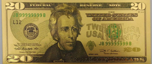 BANKNOT FANTAZYJNY POZŁACANY 20 DOLARÓW USA